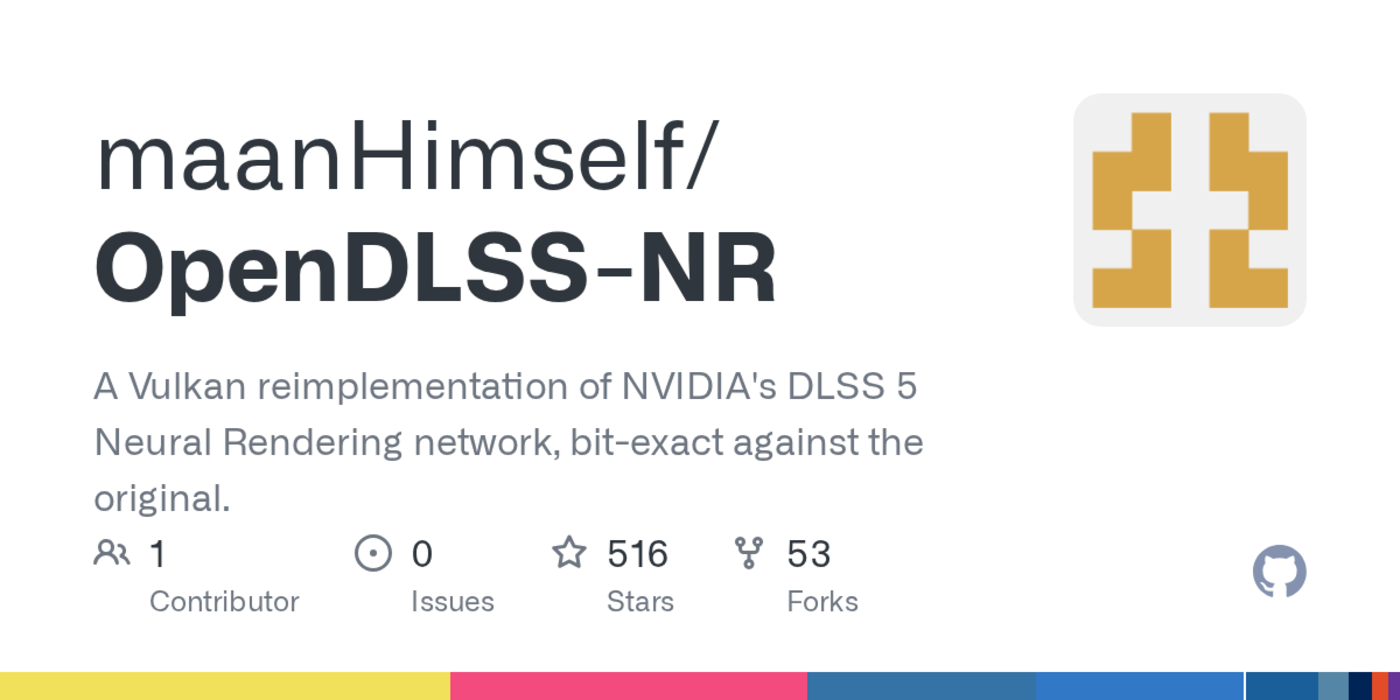 opendlss a vulkan reimplementation of nvidiax27s dlss 5 neural rendering network