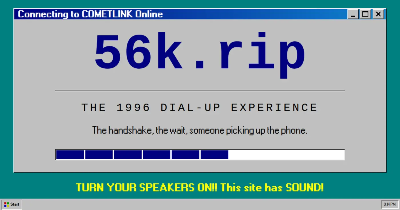 56krip the 1996 dialup internet experience