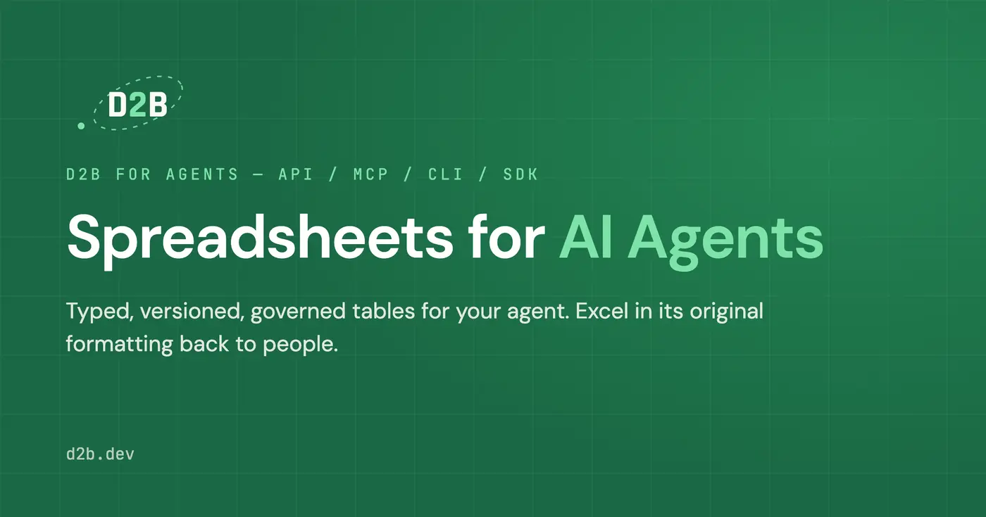 d2b spreadsheets for ai agents