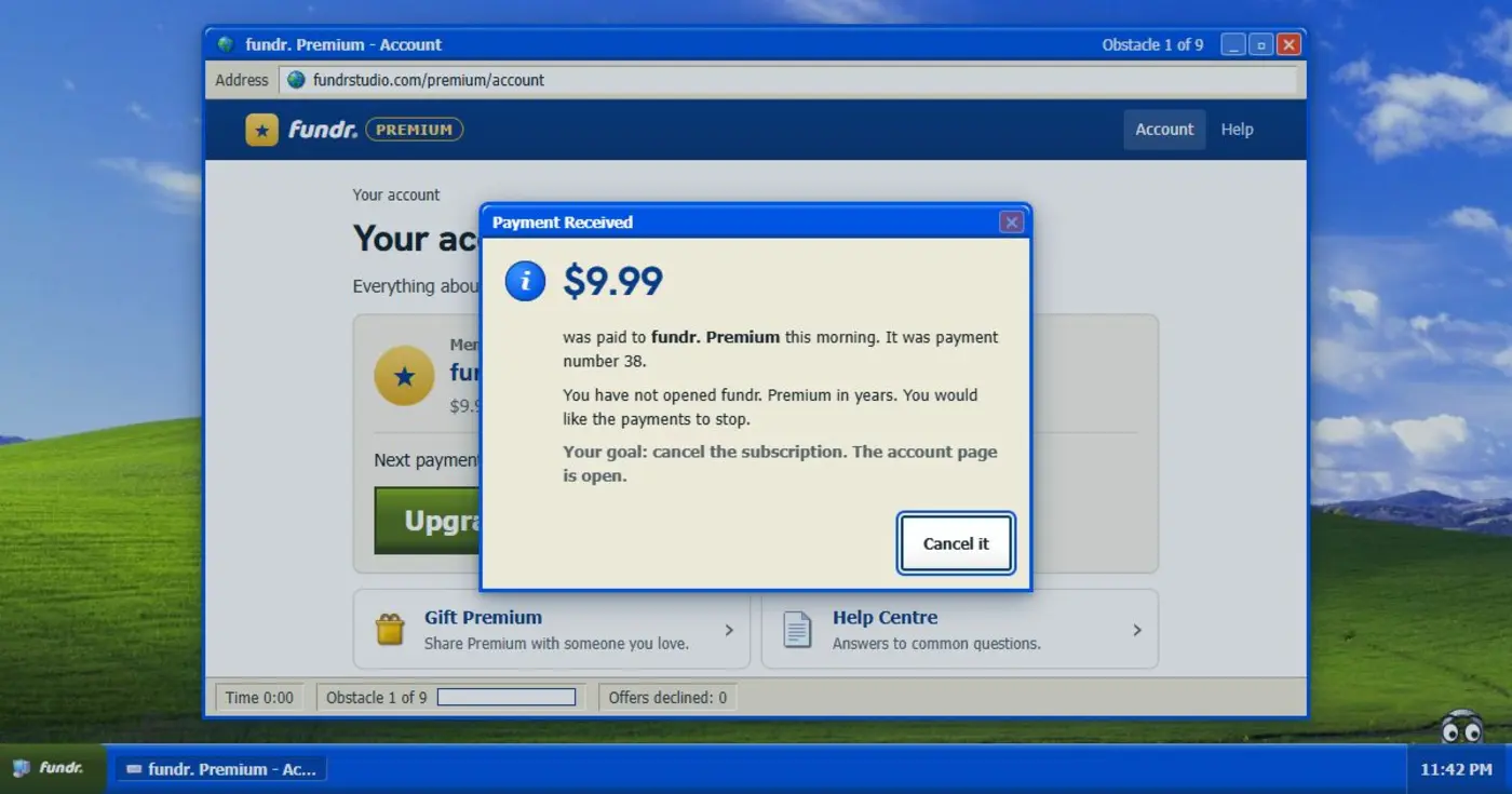 cancel your subscription a free browser game