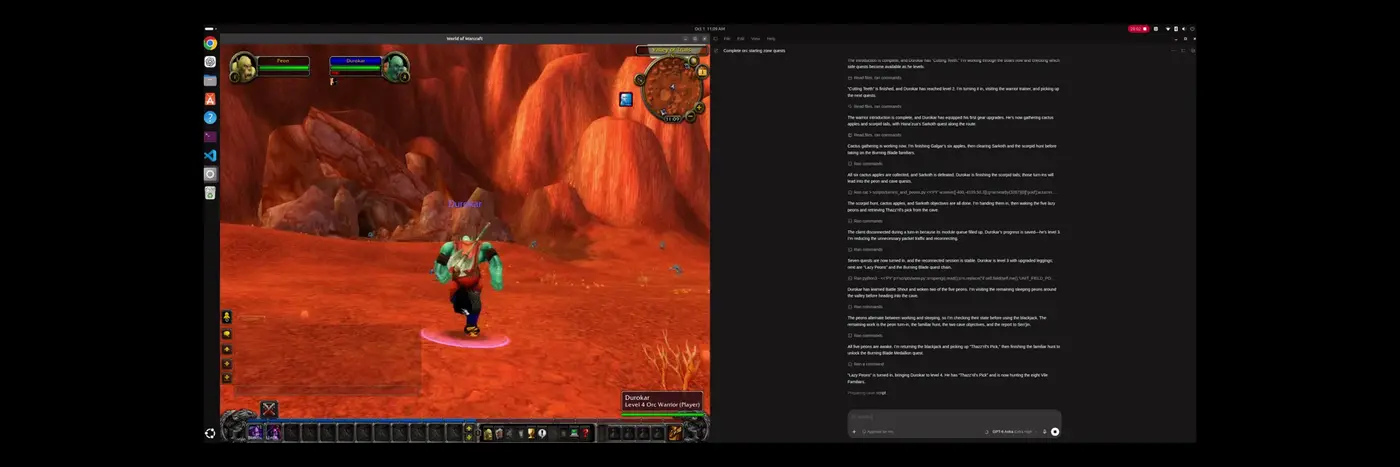 gpt6 astra plays world of warcraft for the first time with agentwow