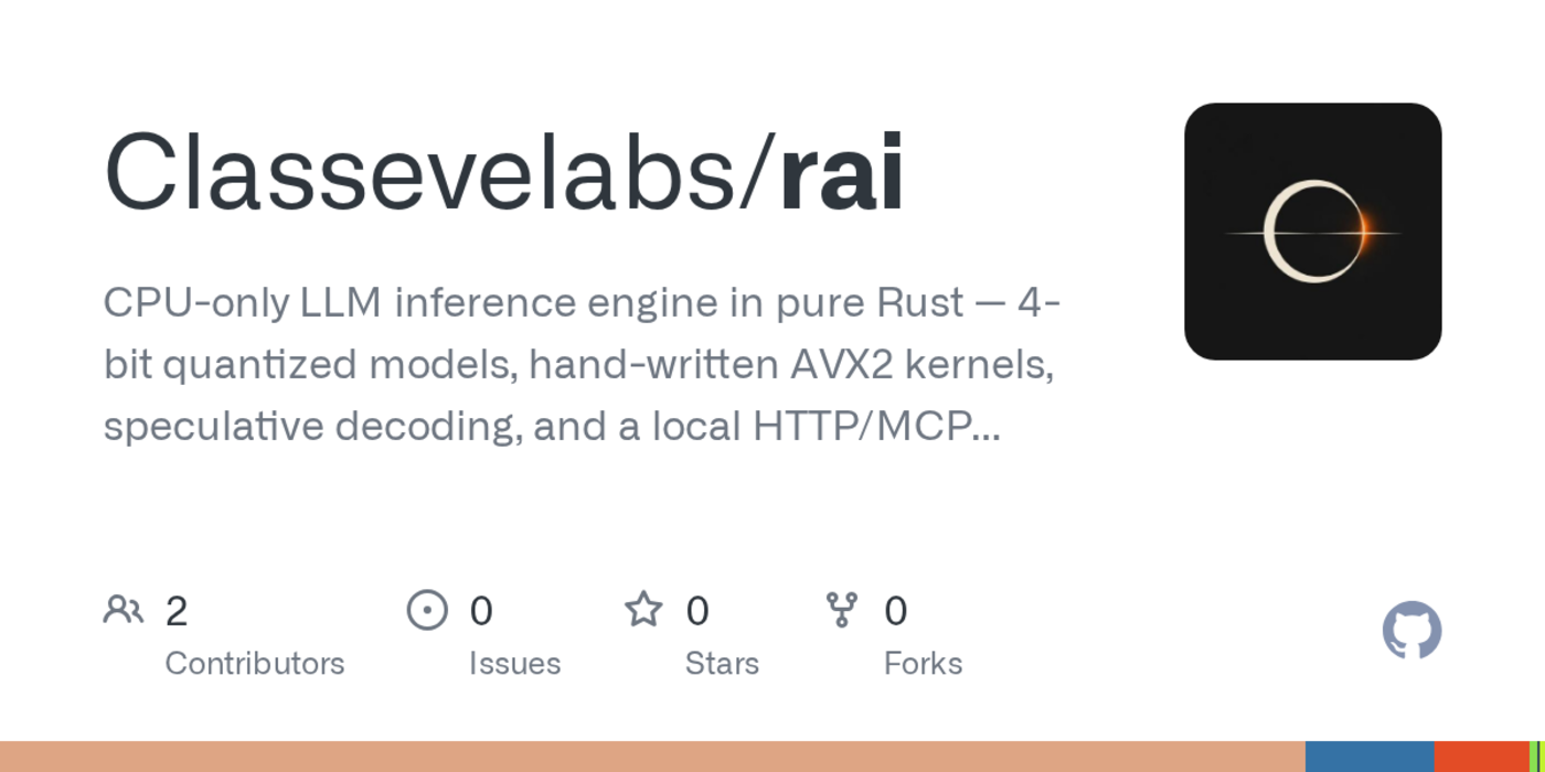 rai cpuonly llm inference engine in pure rust