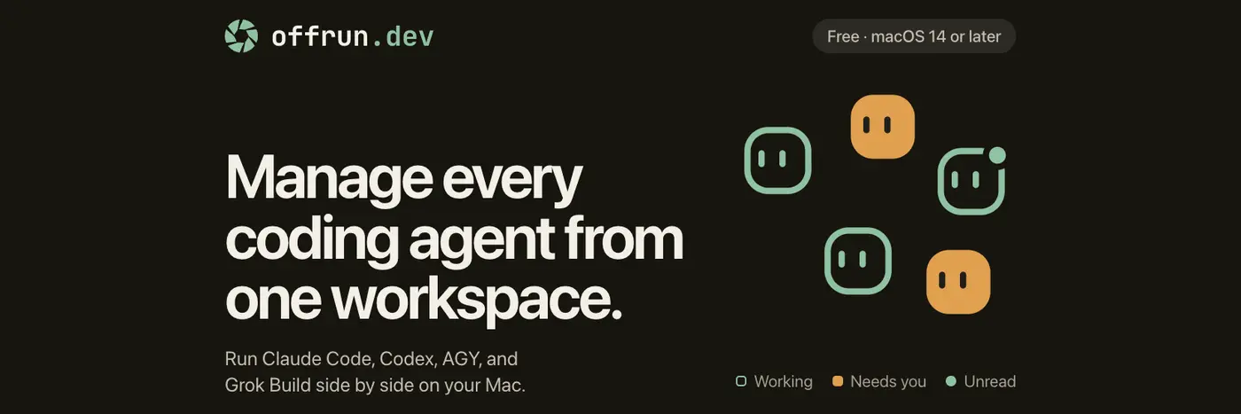 show hn offrun manage every coding agent from one workspace