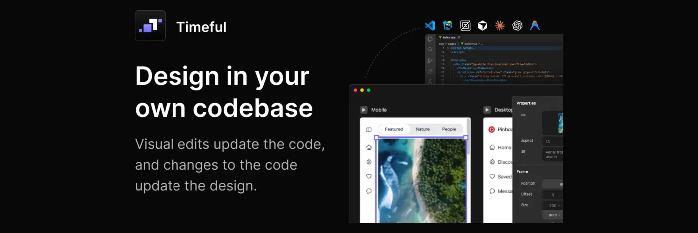 timeful design web apps visually sync with code instantly