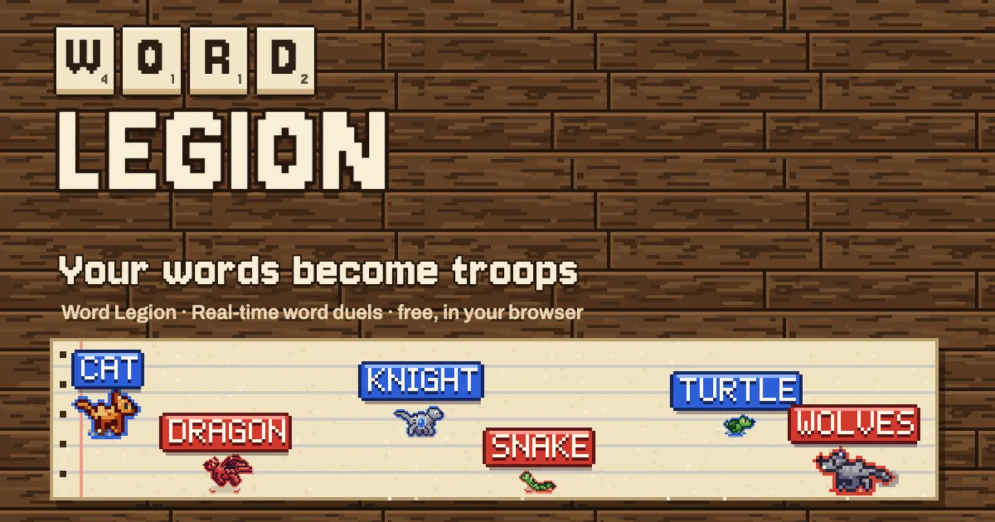show hn word legion clash royalelike where any spellable word becomes a troop