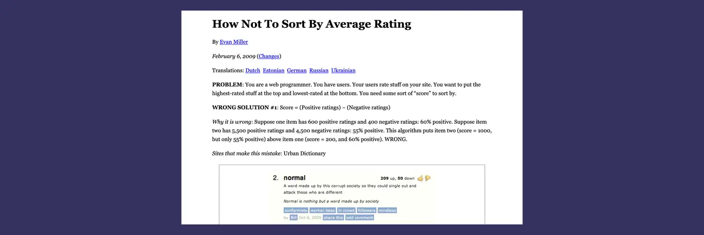 how not to sort by average rating 2009