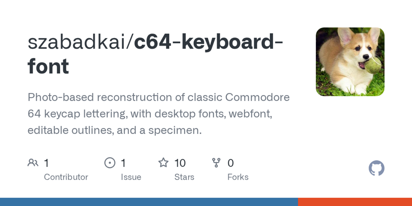 a font recreated from photographs of classic commodore 64 keycaps
