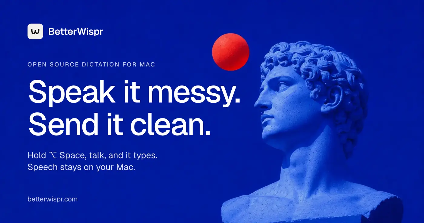show hn betterwispr free opensource dictation for mac