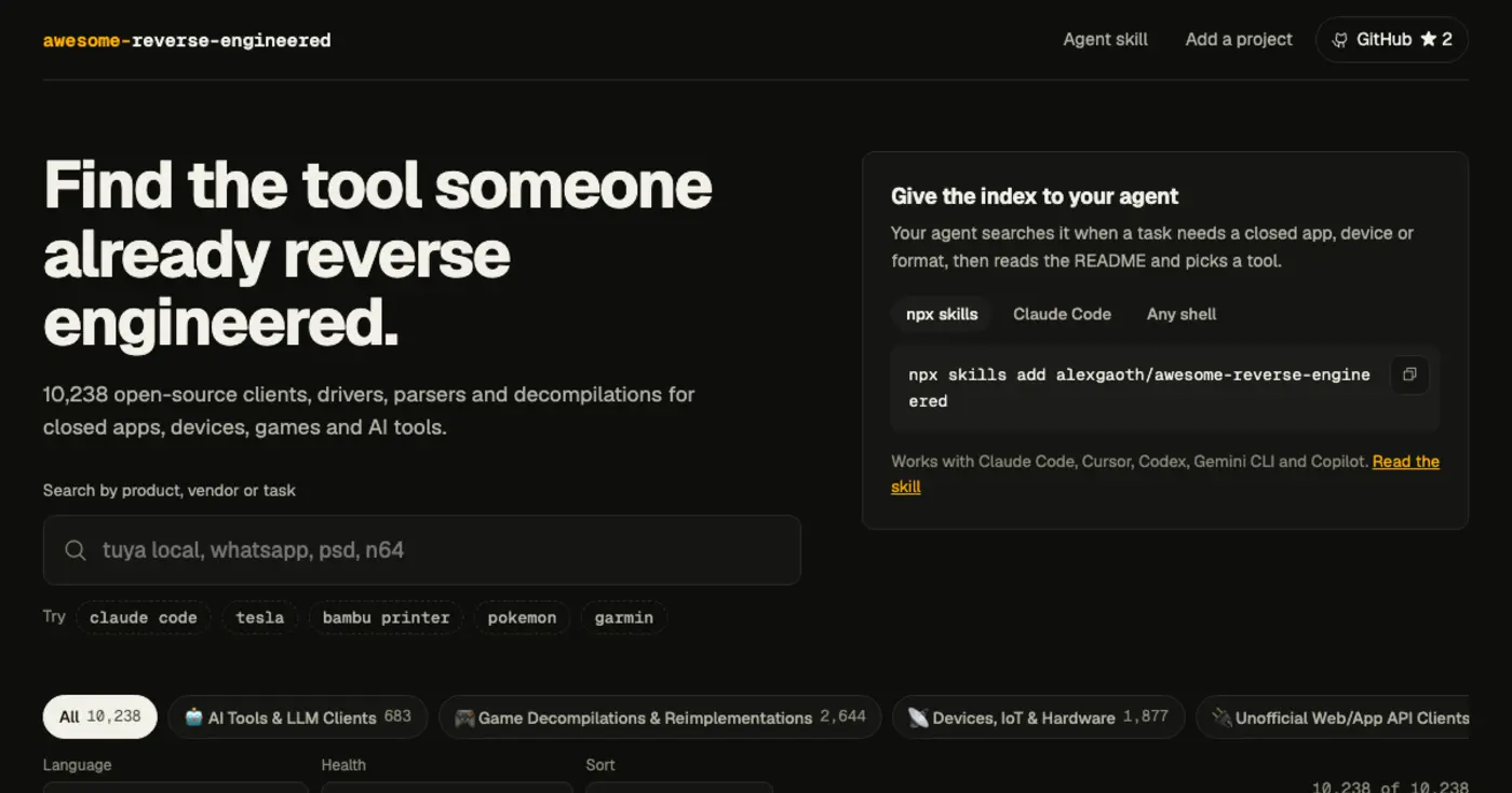 reverseengineered search 10k opensource tools