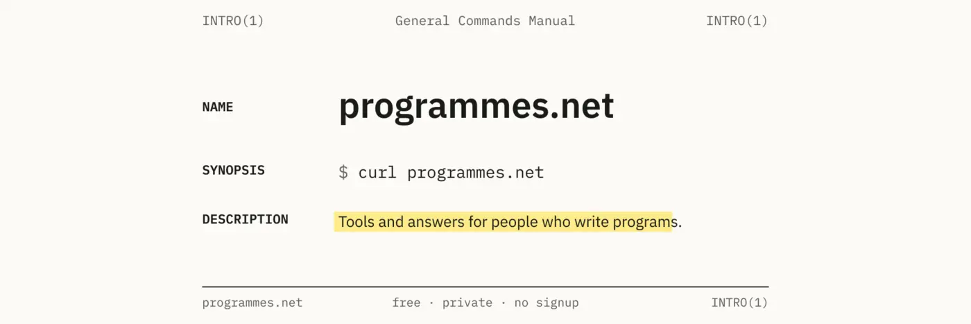 show hn programmesnet browseronly dev tools and curl programmesnet