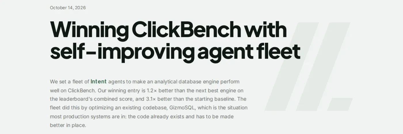 winning clickbench with selfimproving agent fleet