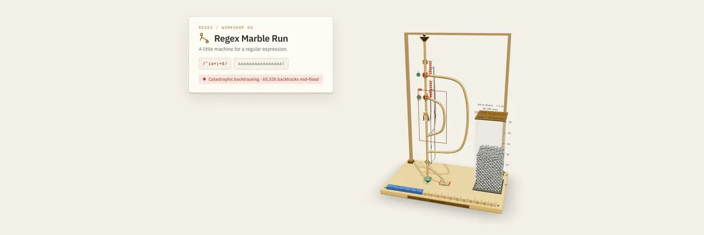 regex visualized as 3d marble run