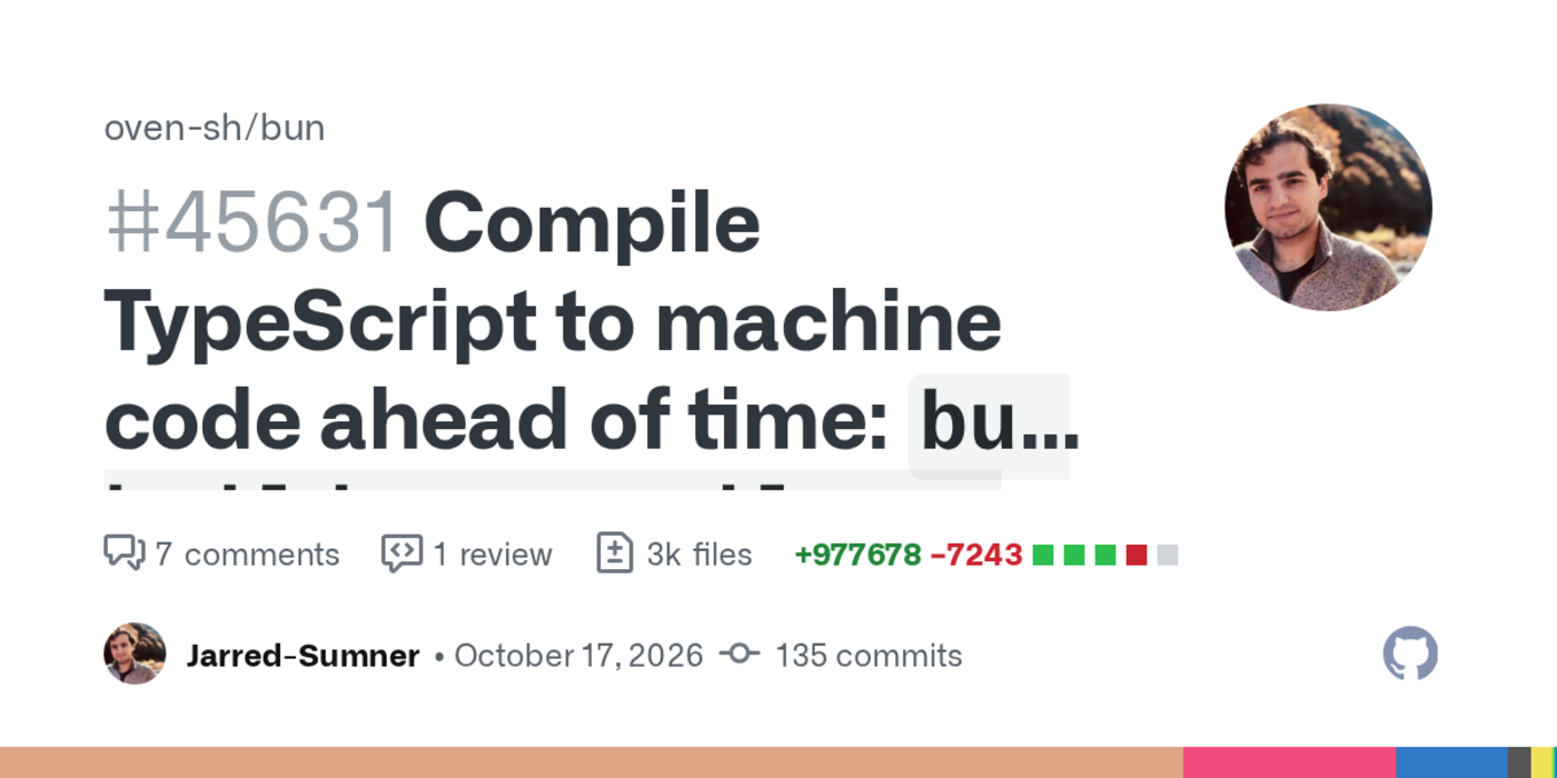 bun pr compile typescript to machine code ahead of time