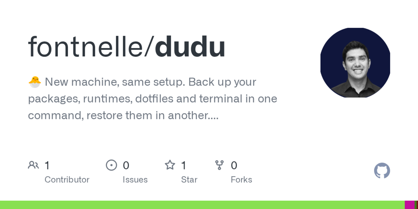 dudu back up and restore your dev setup on macos and linux with one command