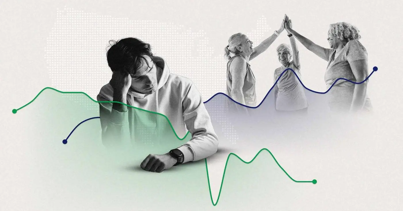 life ratings of young adults down 20 points since 2010