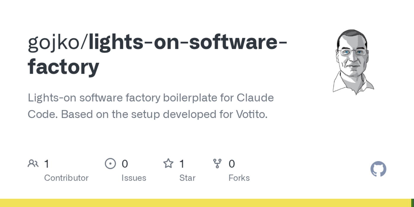 show hn lightson software factory boilerplate for claude code