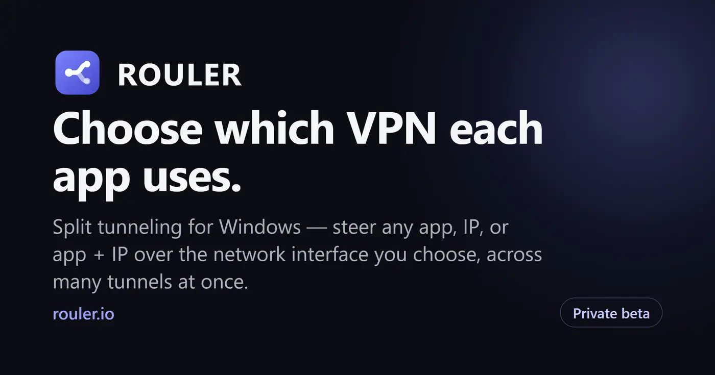 show hn rouler steer windows traffic per app or ip across multiple interfaces