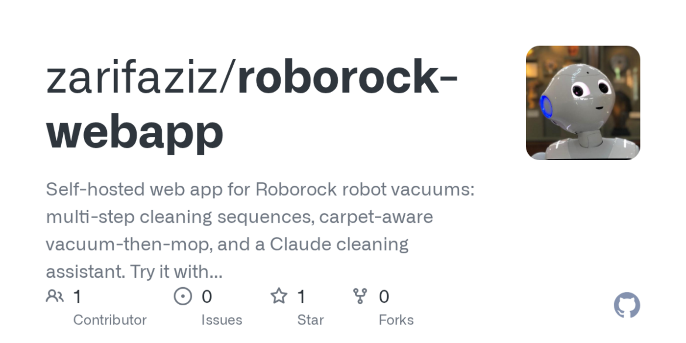 selfhosted web app for roborock vacuums that chains cleans