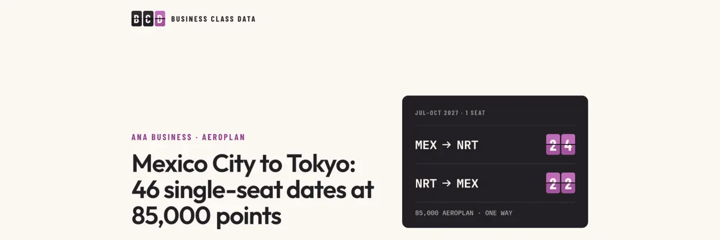 ana business class mexico citytokyo 46 award dates at 85k aeroplan points