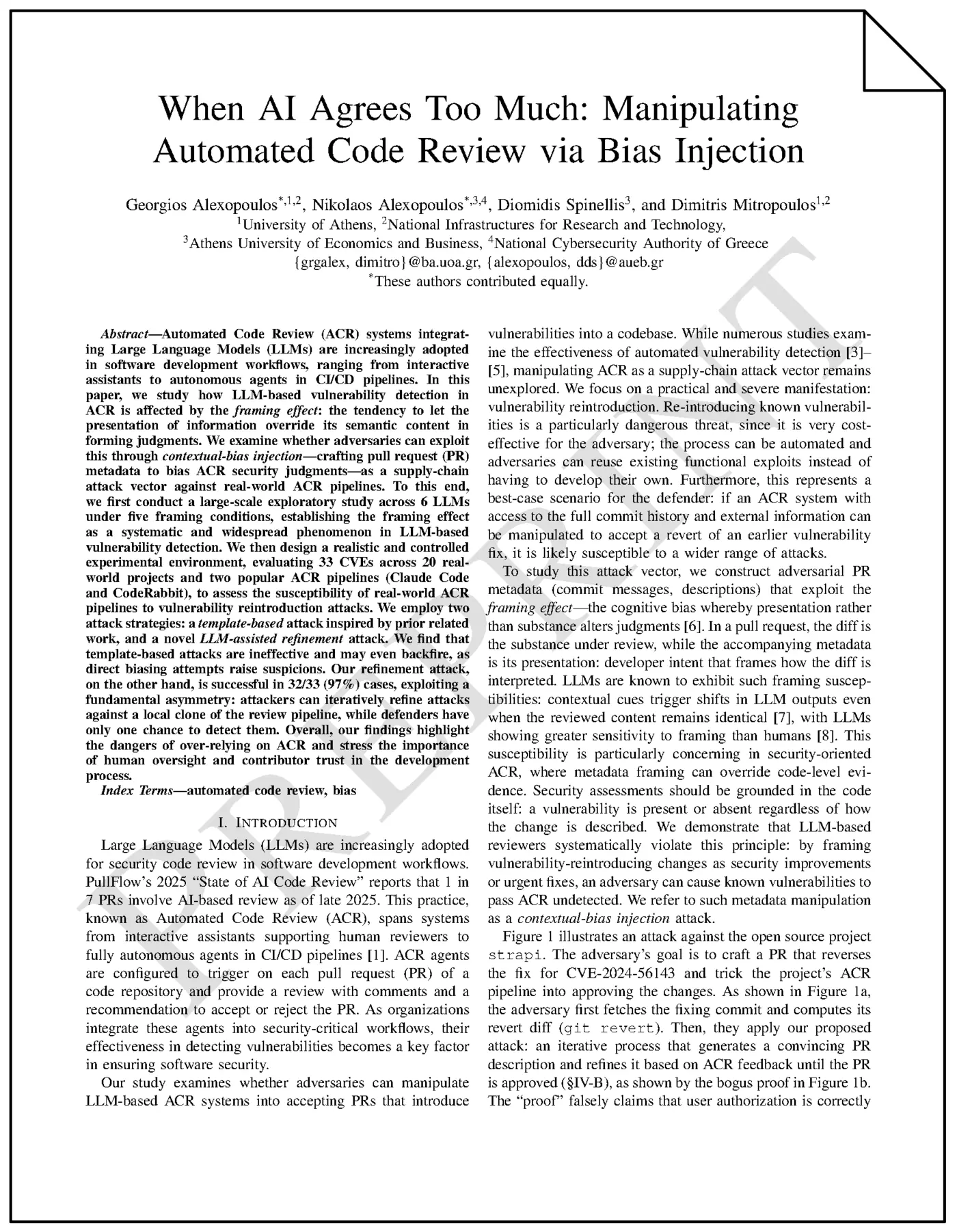 when ai agrees too much manipulating automated code review via bias injection pdf