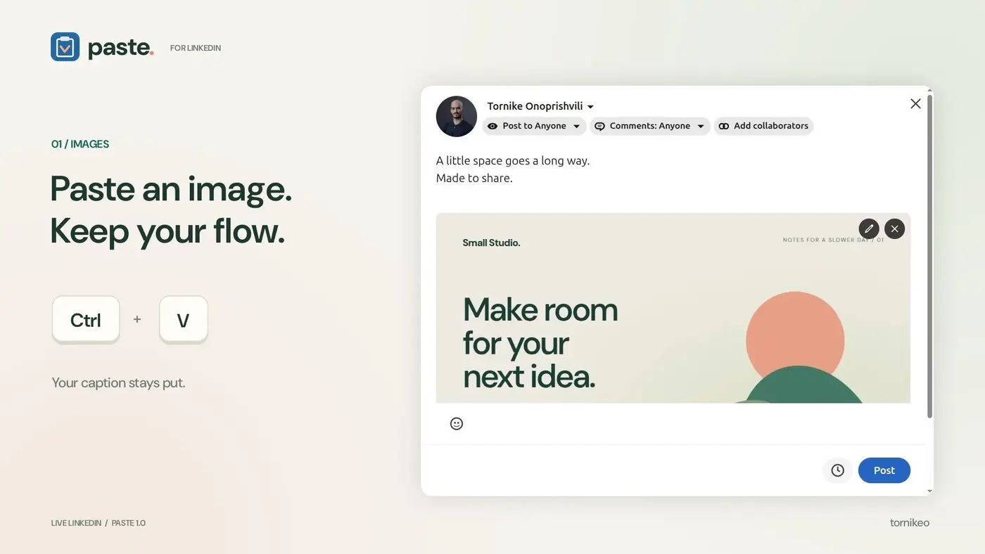 show hn ctrlv for images on linkedin