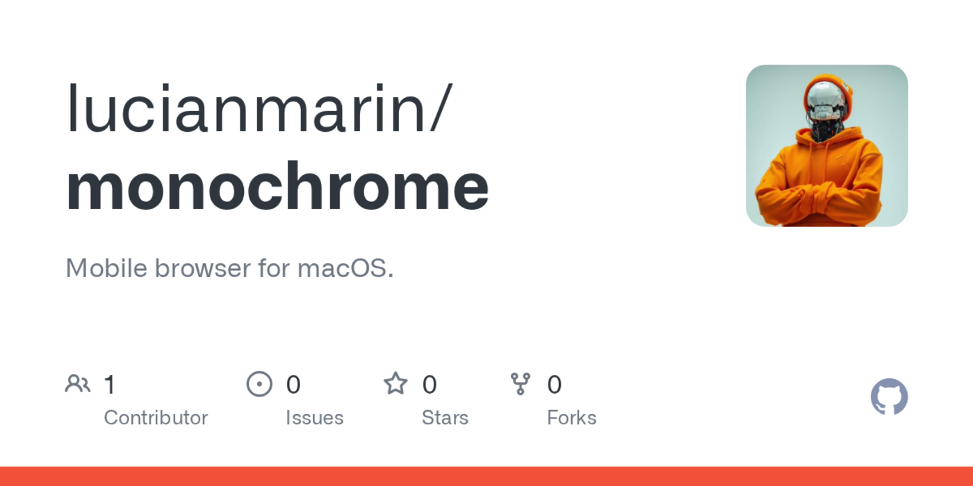 monochrome mobile browser for macos