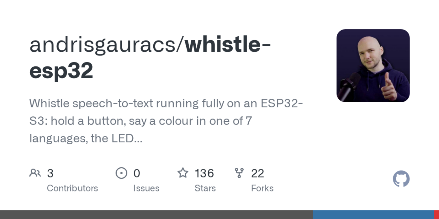 whistle speechtotext running offline on a 16mb esp32