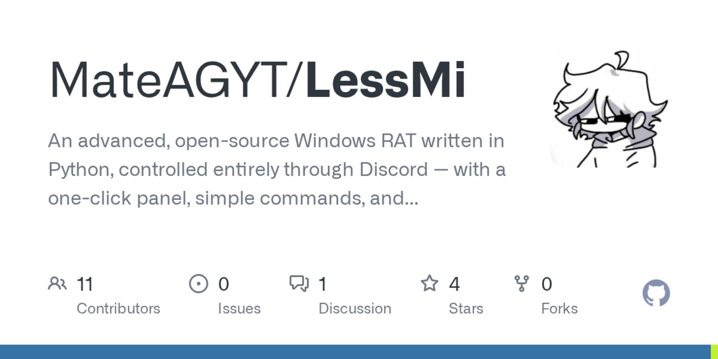 lessmi a windows rat in python controlled through discord