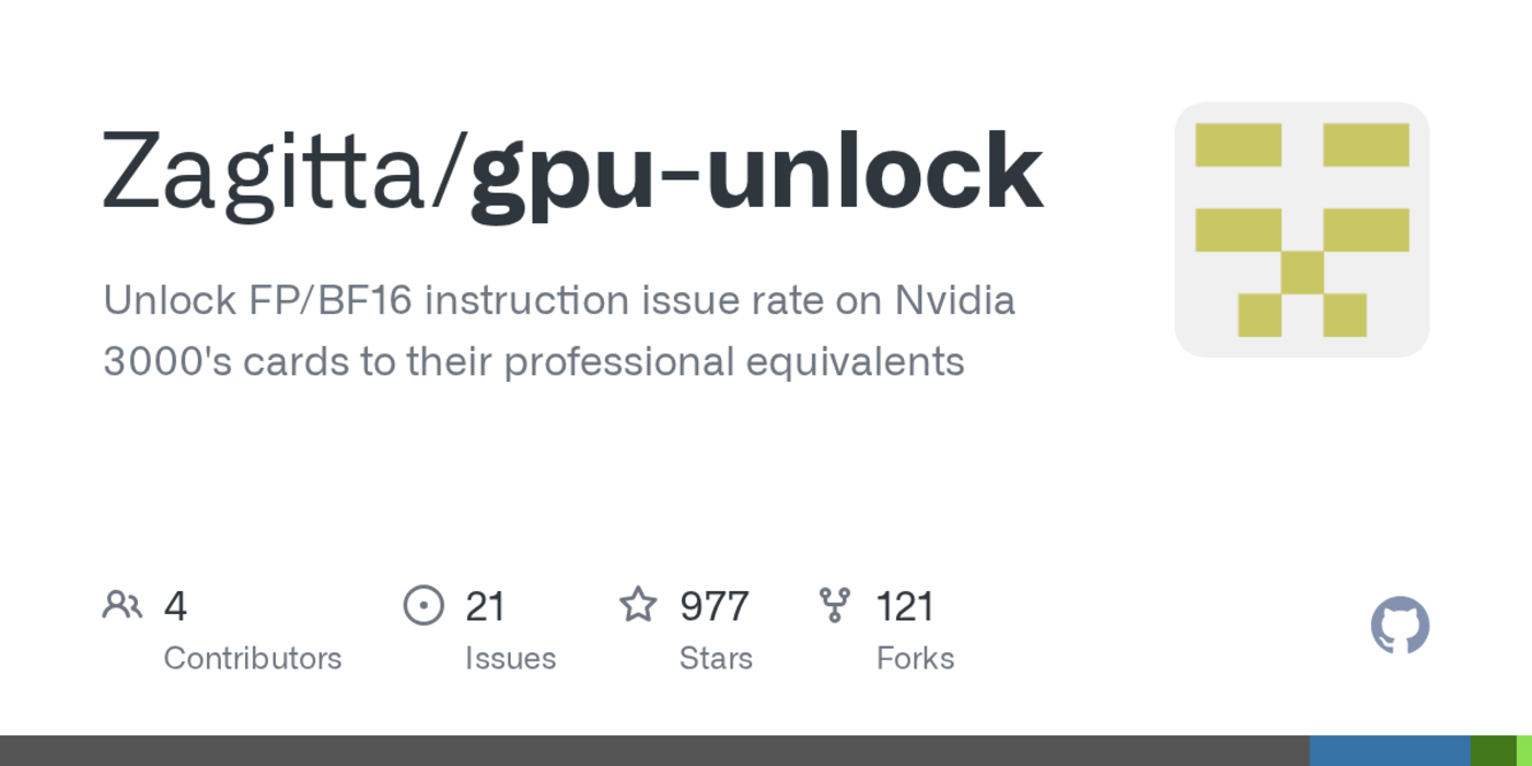 gpuunlock fpbf16 instruction issue rate on nvidia 3000x27s cards