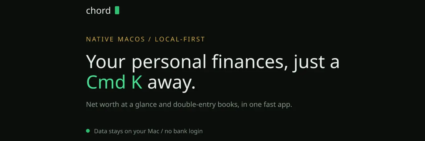show hn chord finance macos keyboard driven personal accounting amp portfolio
