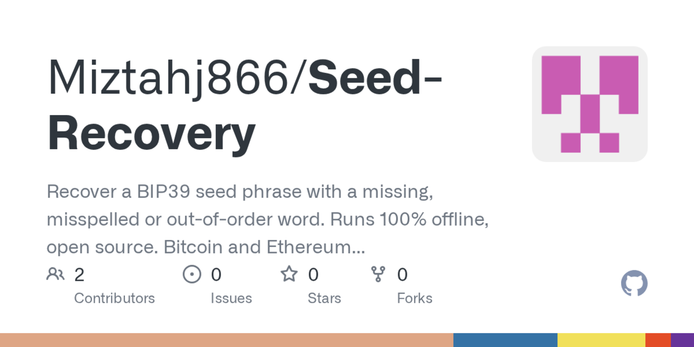 show hn offline opensource app to recover a seed phrase with a missing word