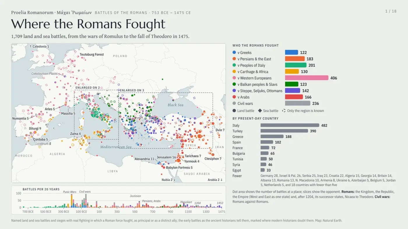 where the romans fought interactive map