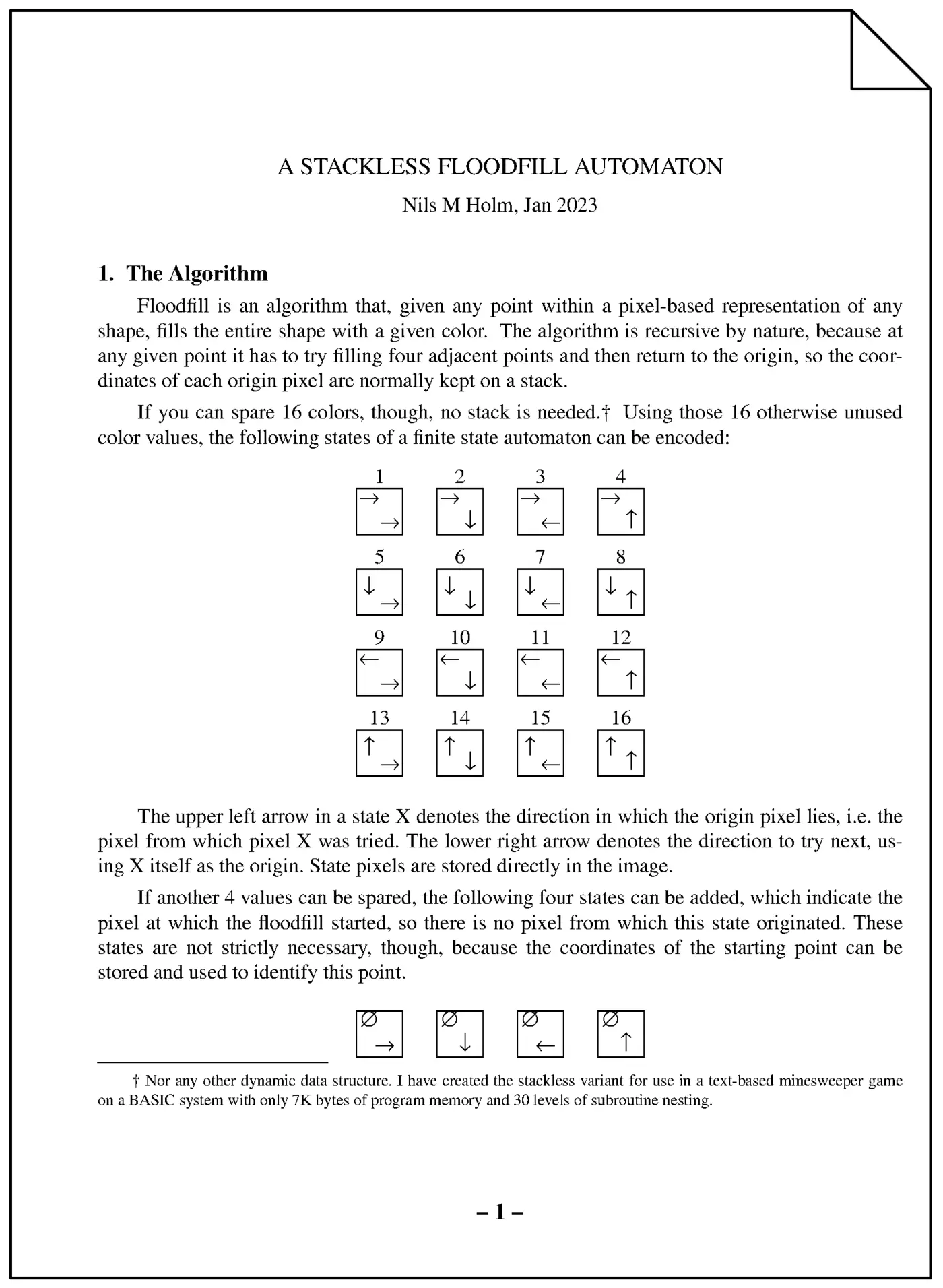 a stackless floodfill automaton