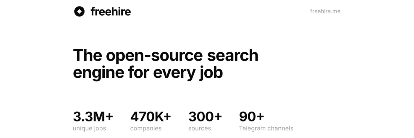 show hn freehire opensource search 3m tech jobs from company career boards