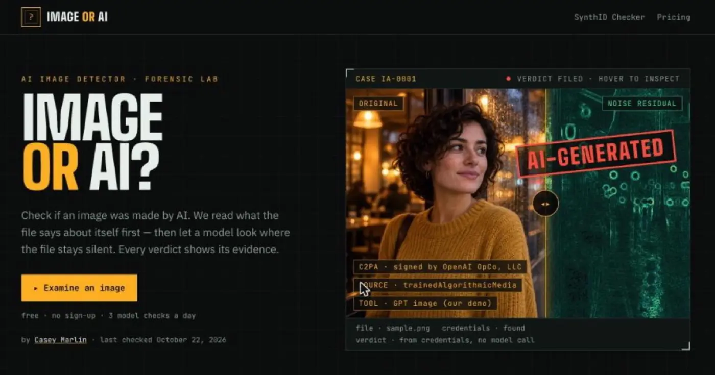 show hn image or ai an ai image detector that shows which evidence it used