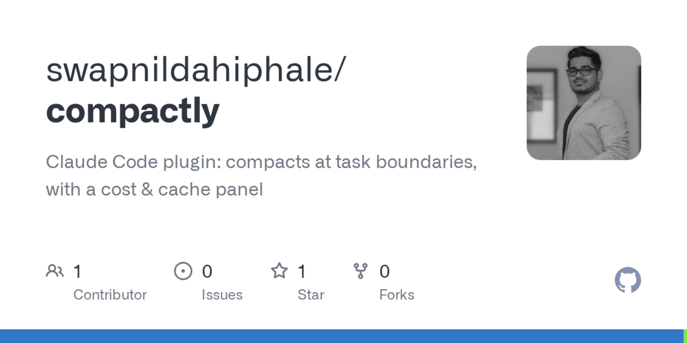 show hn compactly compact claude code sessions between tasks