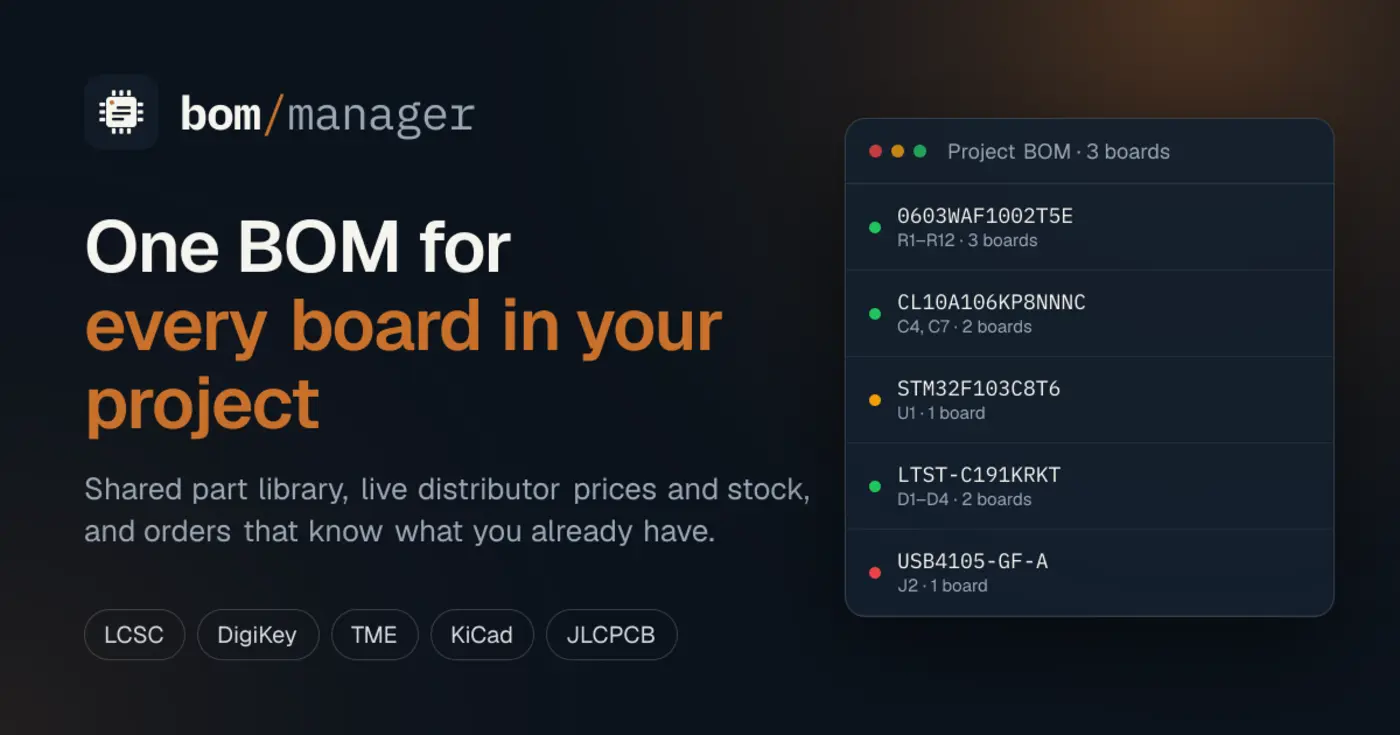 show hn manage boms for multiboard pcb projects