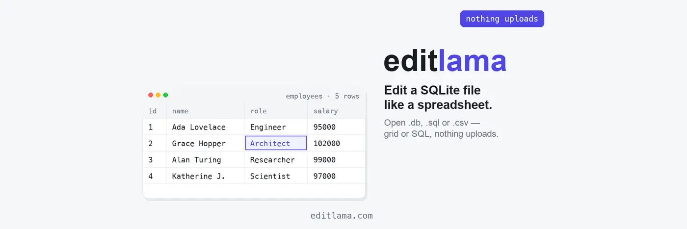 edit an sqlite database in your browser