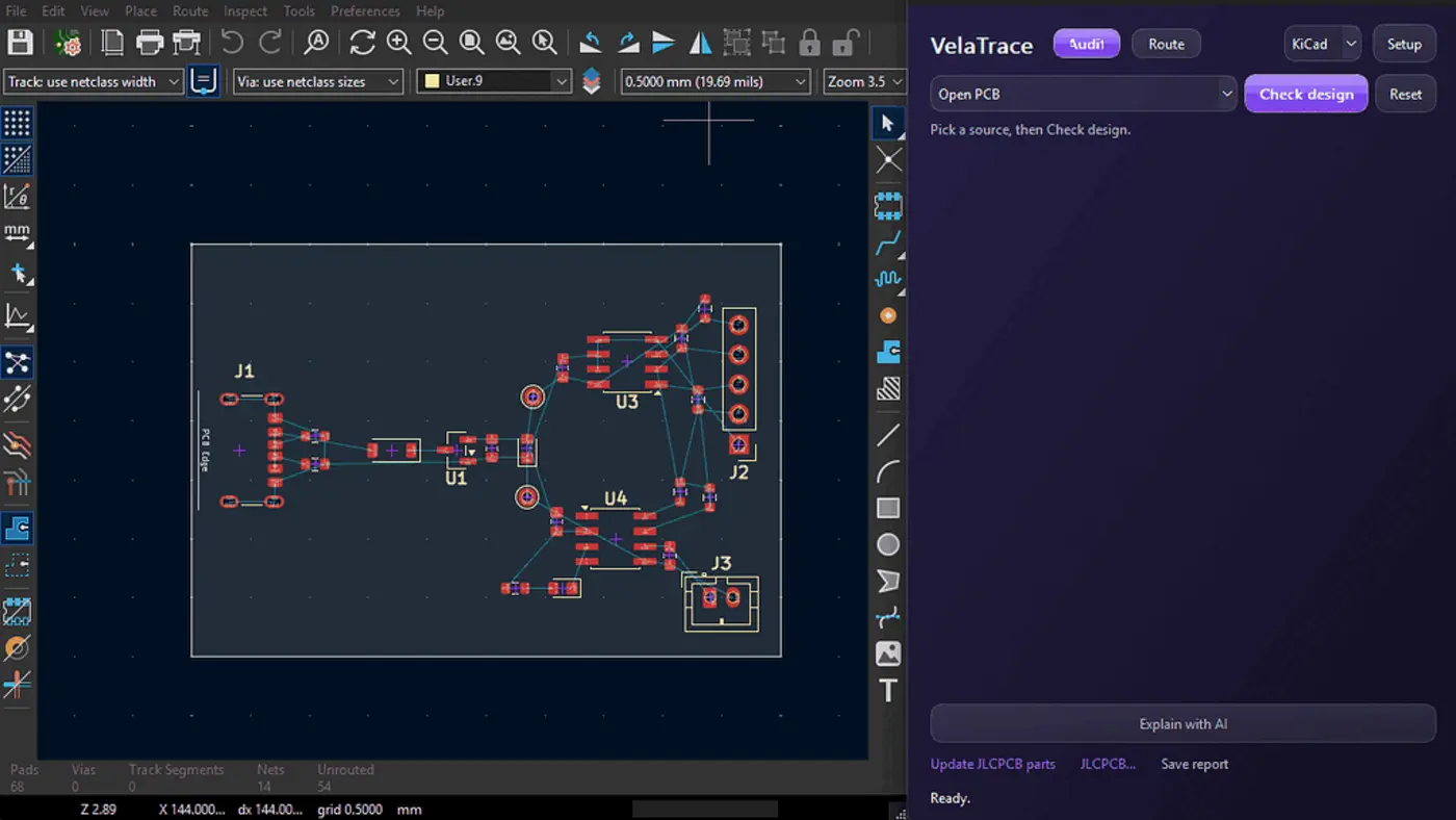 show hn velatrace kicad plugin catch pcb mistakes before you order the board