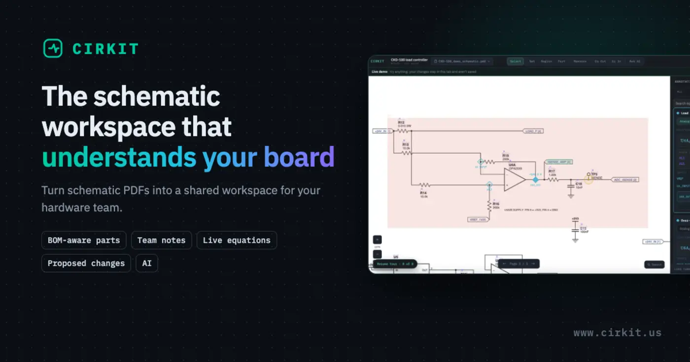 show hn cirkit annotate trace and ask ai about schematic pdfs