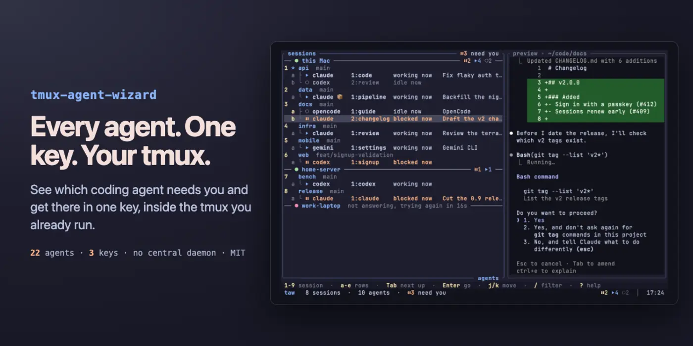 show hn taw herdr for tmux see which coding agent needs you
