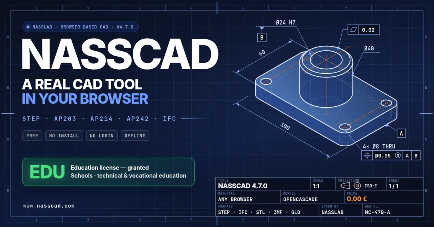show hn nasscad localfirst 3d cad for browser and windows