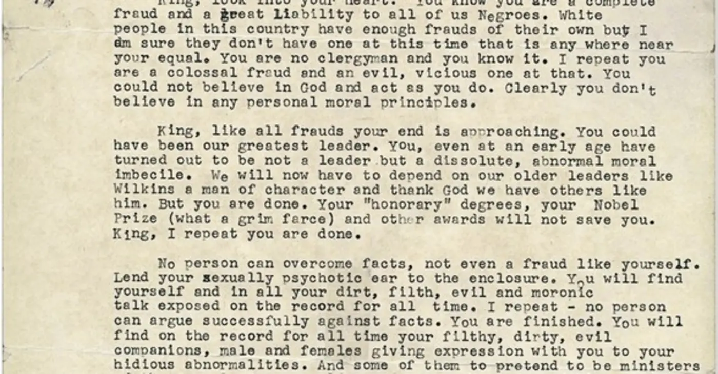 you are done the letter sent to king by the fbi 2014