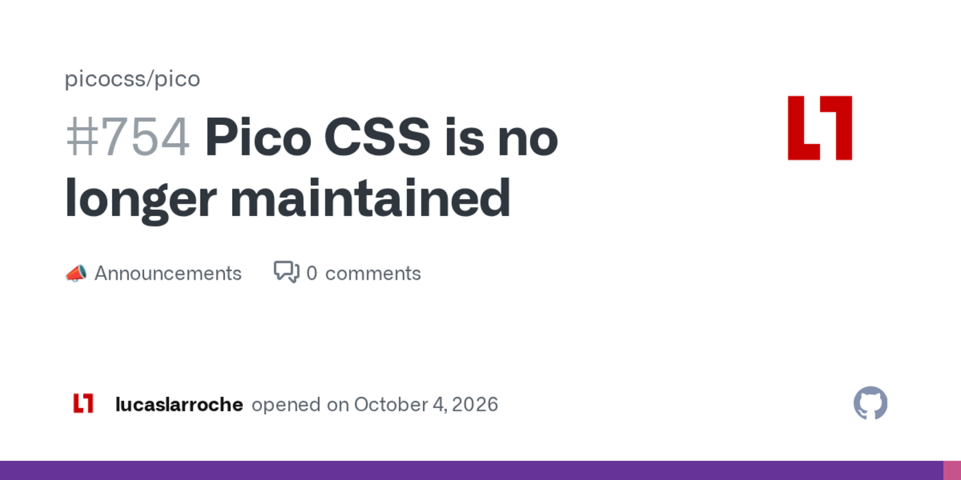 pico css is no longer maintained