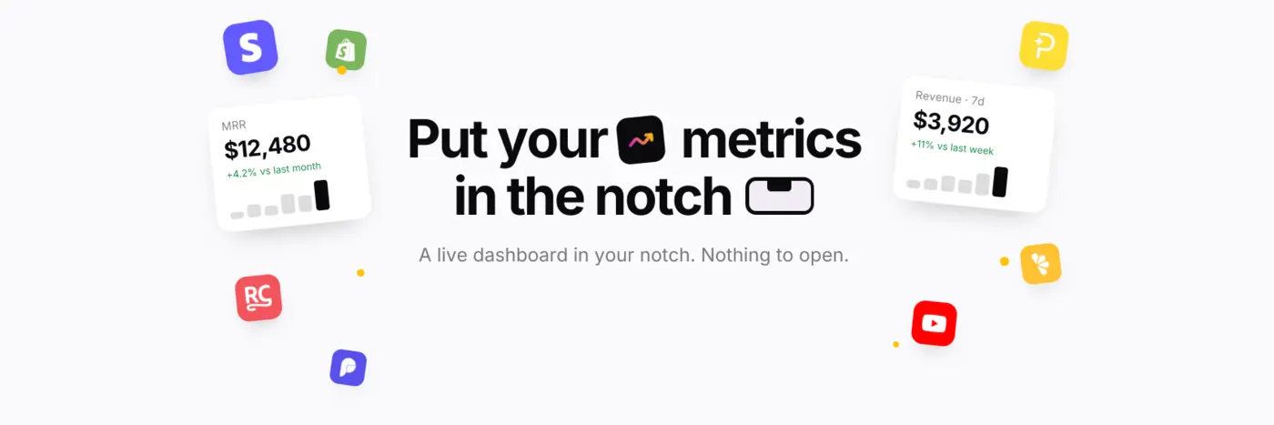show hn notchmetrics revenue dashboard in your macbookx27s notch