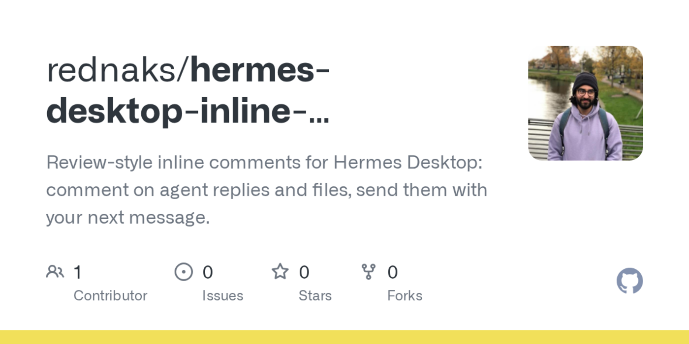 show hn inline comments for hermes replies like google docs