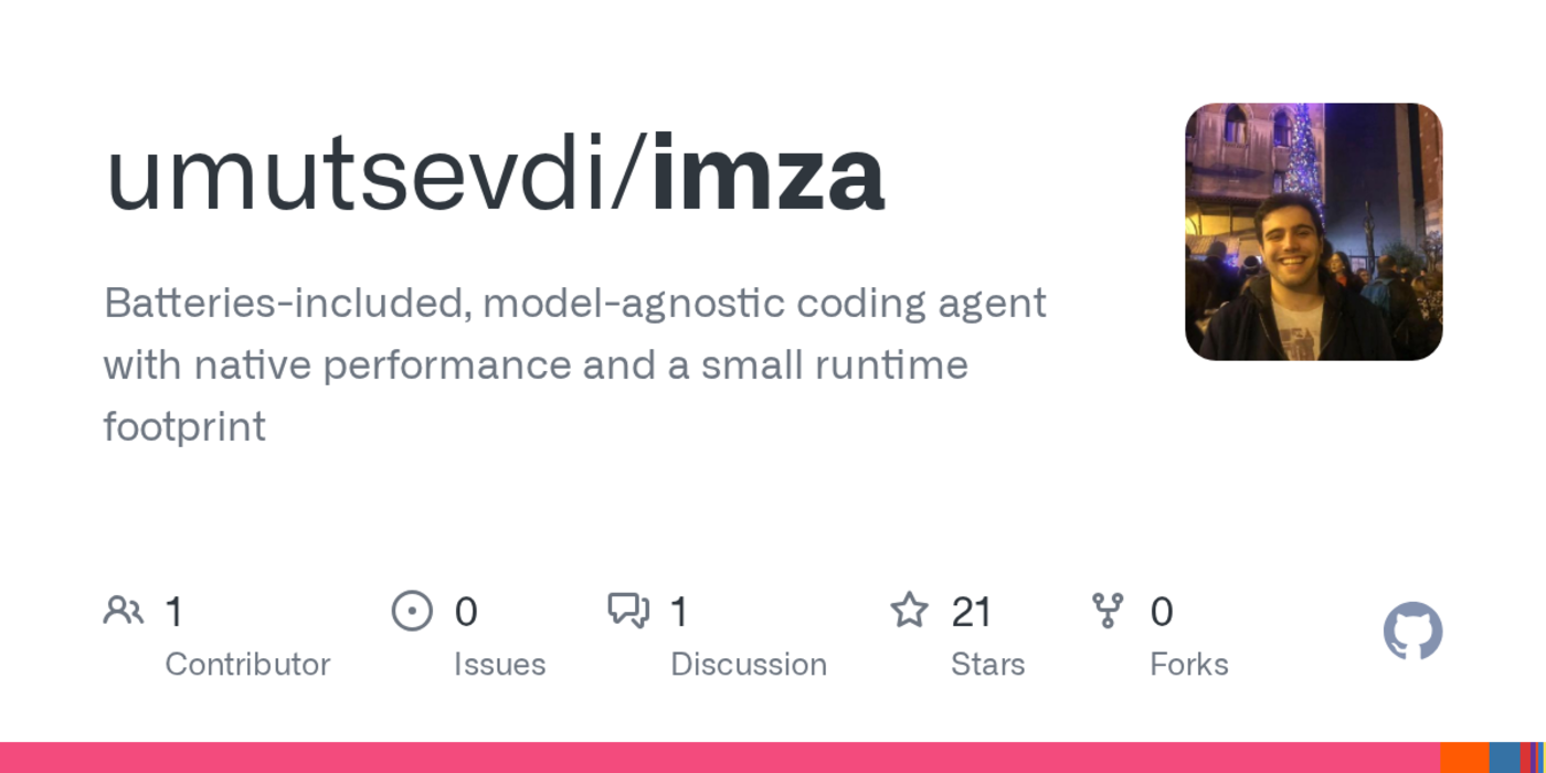 show hn imza plan and review focused coding agent
